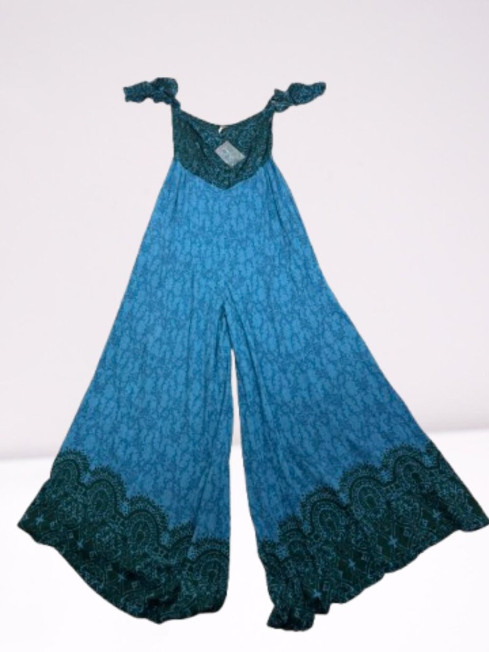 Free People NWOT Off Shoulder Bali Jumpsuit Boho Festival Size S in Teal - Picture 5 of 11